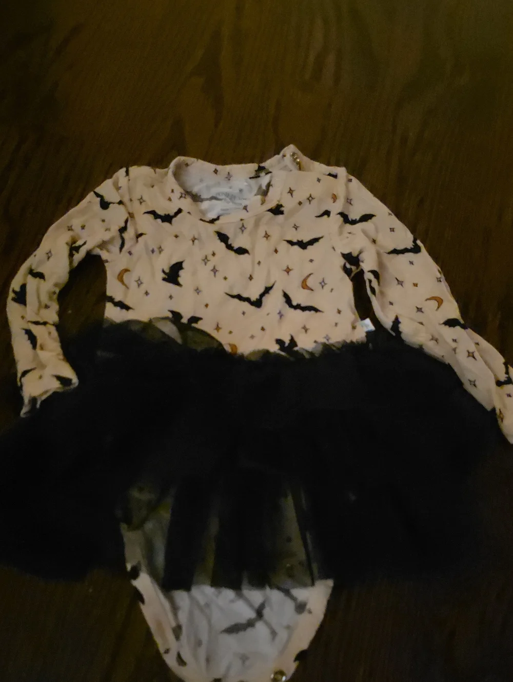 Posh Peanut Pink Bat Print Bodysuit with Black Tutu
